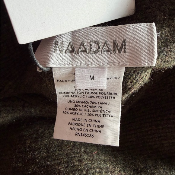 NAADAM Faux Fur cashmere reversible bomber jacket coat brown NWT M - Picture 8 of 10